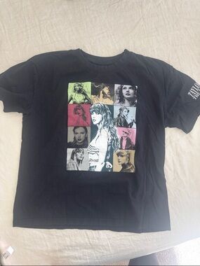 Taylor Swift Black Tour List Tee with White Text